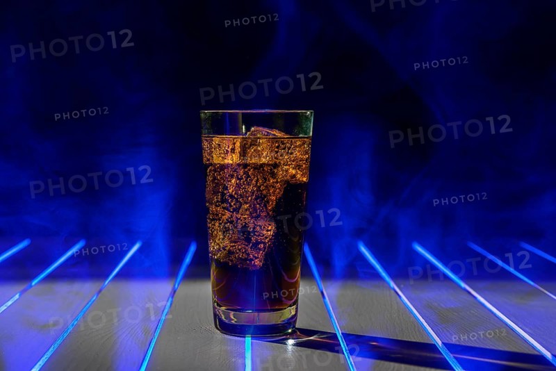 Soft drink with blue fog effect