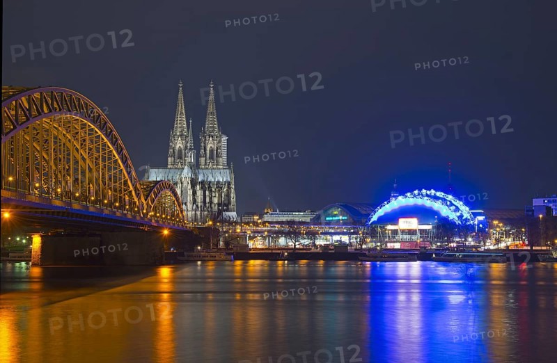 Hohenzollern Bridge with Cologne Cathedral and the Musical Dome