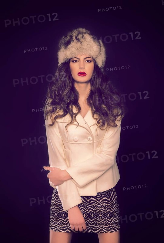 Young woman with fur hat
