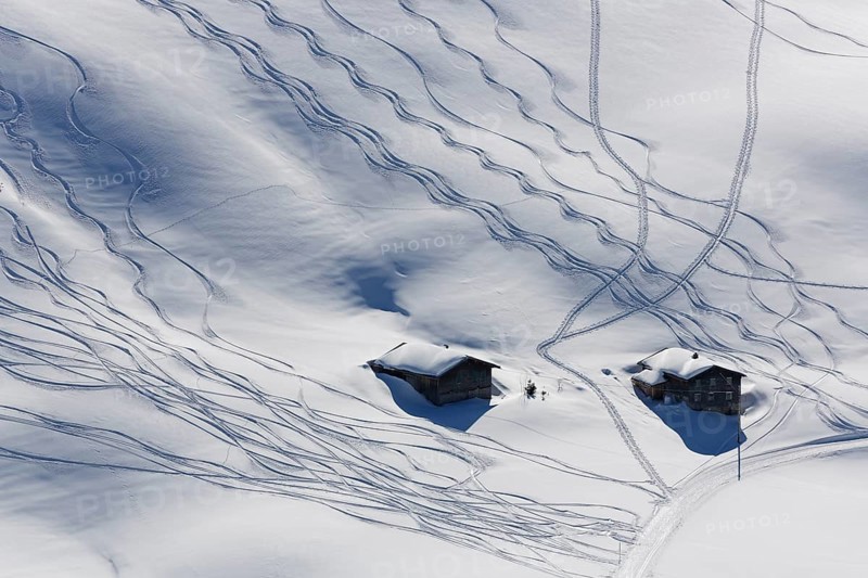 Ski tracks in deep snow
