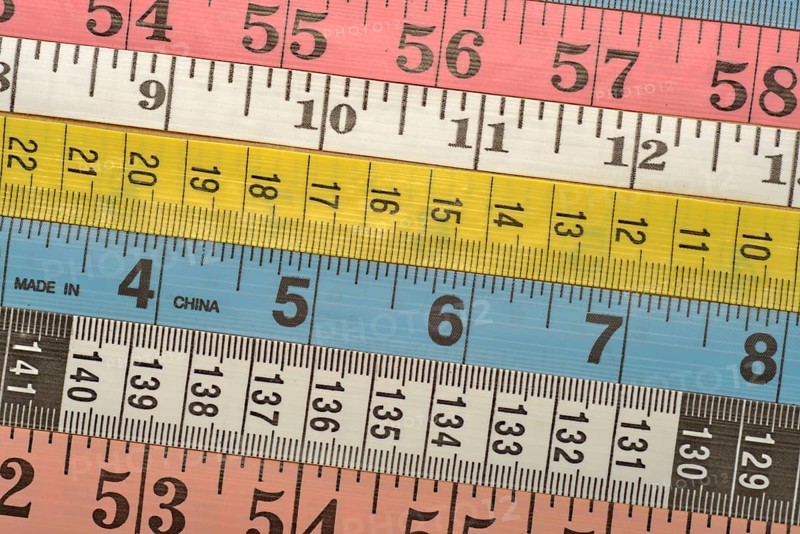 Various colourful measuring tapes
