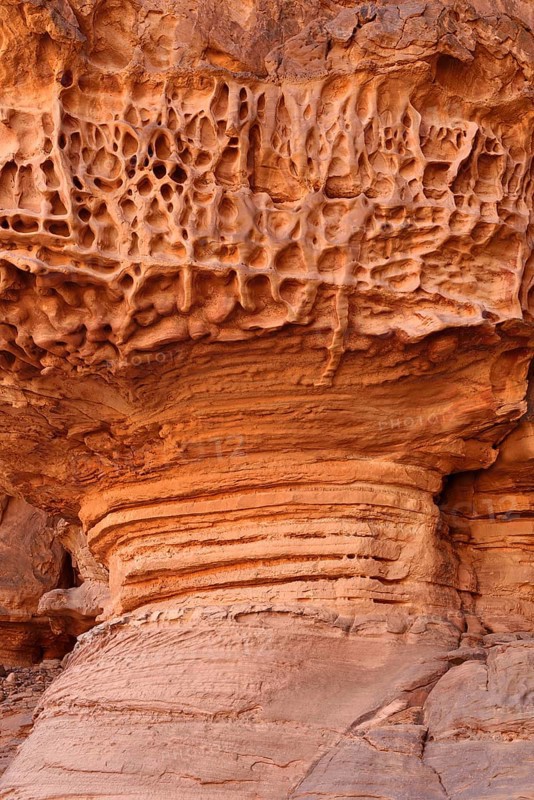 Wind erosion on soft sandstone layers