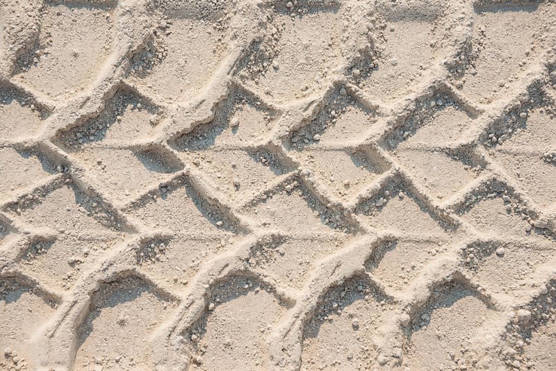 Tire tracks in the sand
