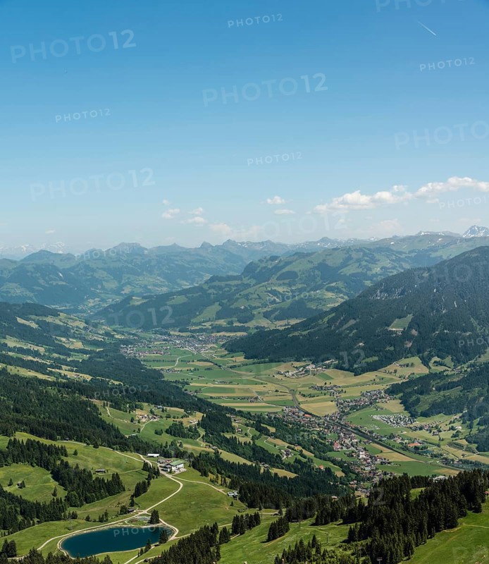Alps with Filzalm Lake in the summer