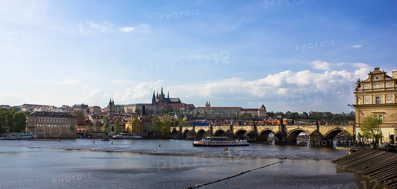Vltava river with Charles Bridge