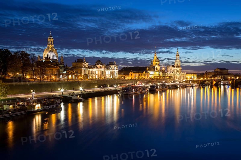 Cityscape at night with Frauenkirche church