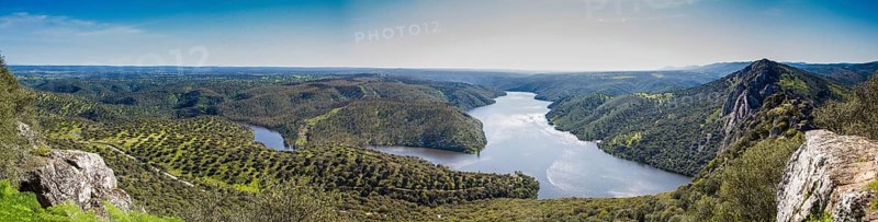 Panorama of the dammed Rio Tajo in Monfraguee National Parks