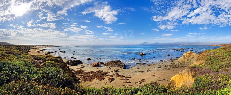 Pacific coast with clouded sky