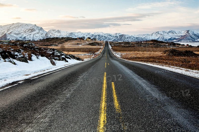 Winter landscape with the European route E10