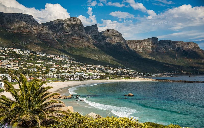Camps Bay with the Twelve Apostles mountain range