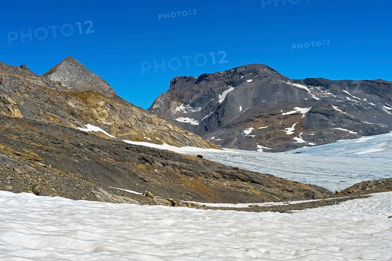 Plaine Morte glacier plateau with Mt Gletscherhorn and Mt Wildstrubel