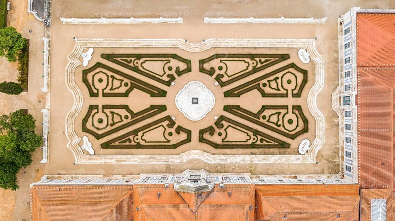 Aerial view of garden in Queluz National Palace