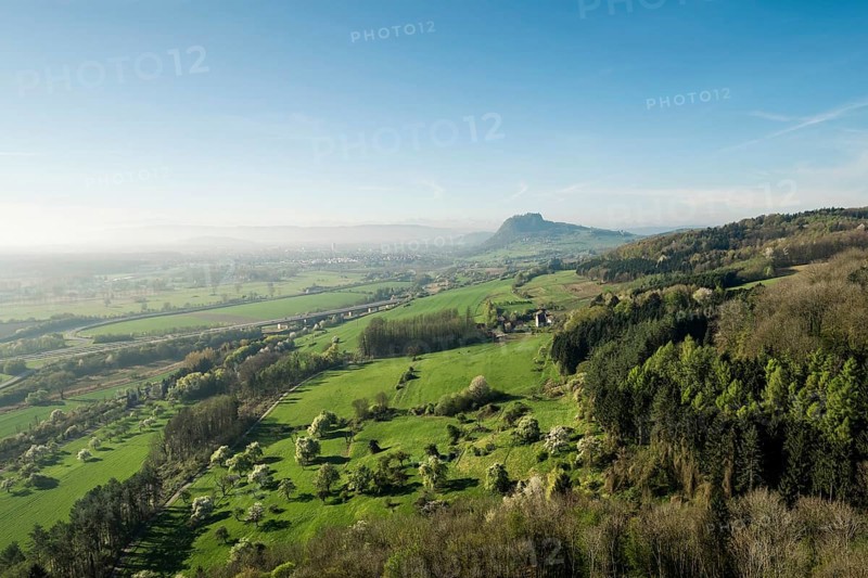 View from Mt Hohenkrahen to the Hegau volcano Hohentwiel