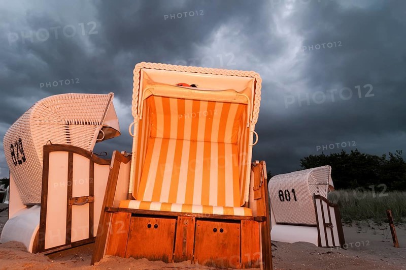 Beach chairs in the evening light