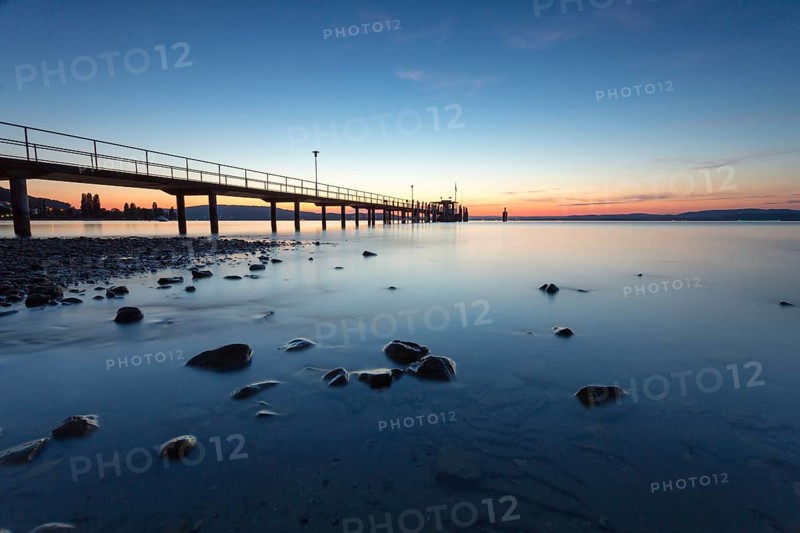 Blue hour at the ship pier of Mannenbach