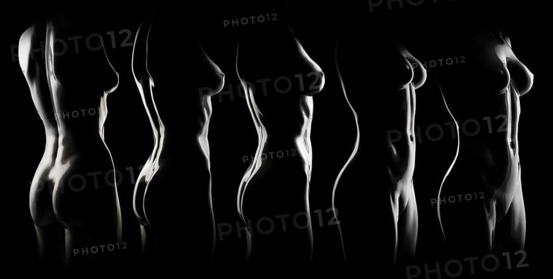 Silhouettes of nude female mannequins