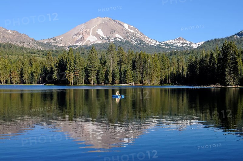 Fishermen in a small boat on Manzanita Lake