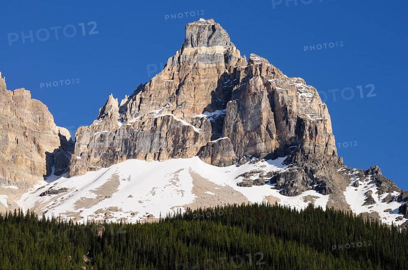 Cathedral Crags viewed from the Kicking Horse Pass Road