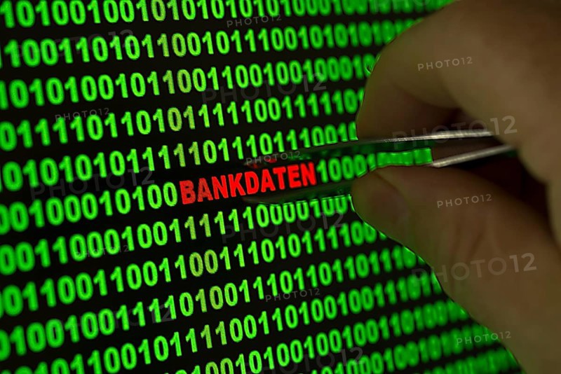 Hand reaching for the word 'Bankdaten'