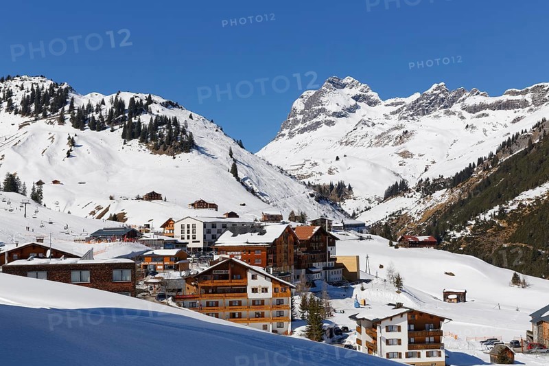 View of the village of Warth with Mt Widderstein