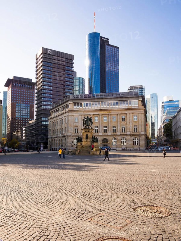 Old building of the Commerzbank with the Gutenberg monument