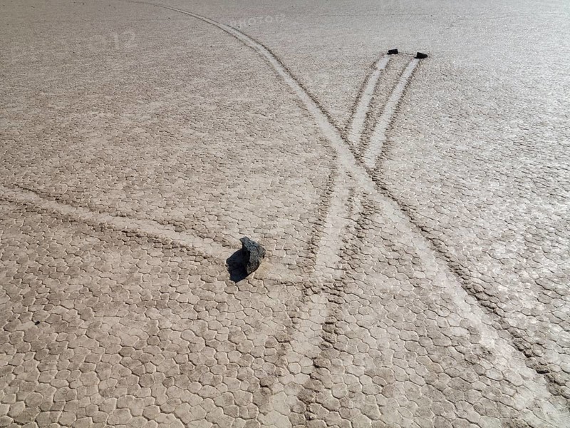Tracks created by the mysterious moving rocks at the 'Racetrack'