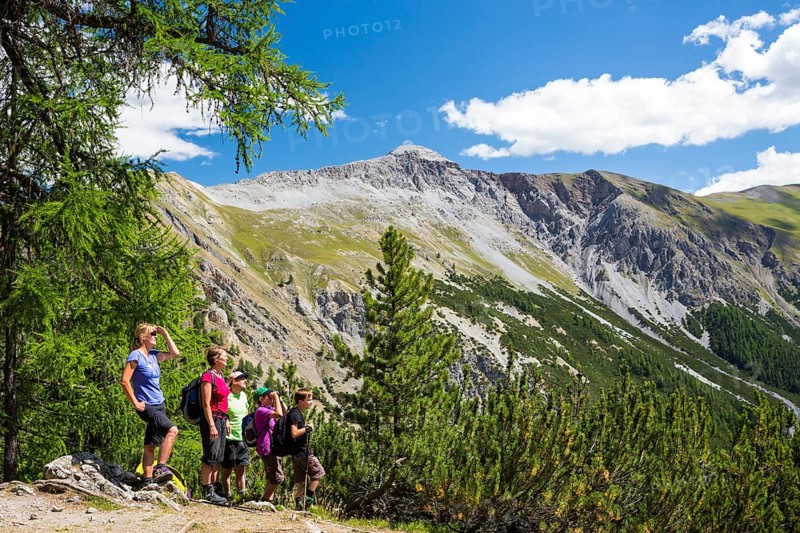 Hikers in the Val Cluozza valley