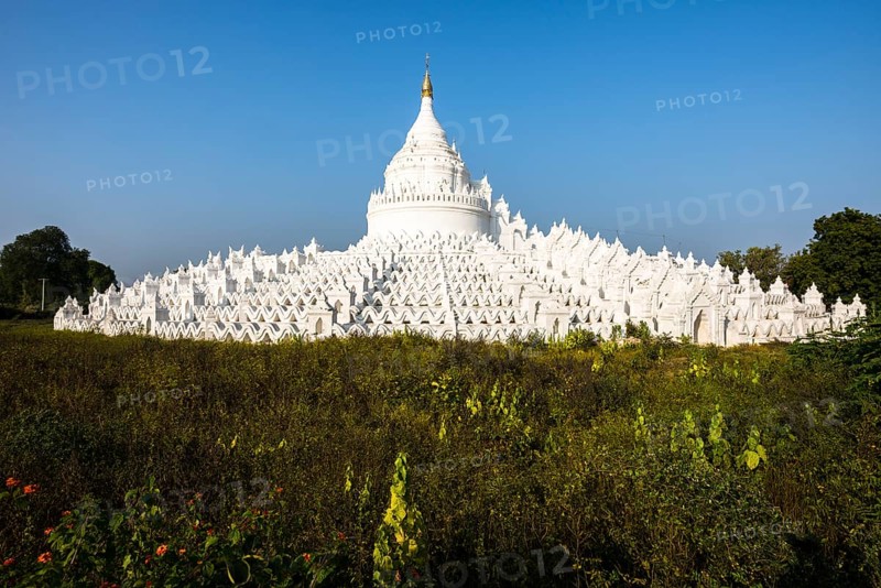 White Buddhist Hsinbyume Pagoda or Myatheindan Pagoda