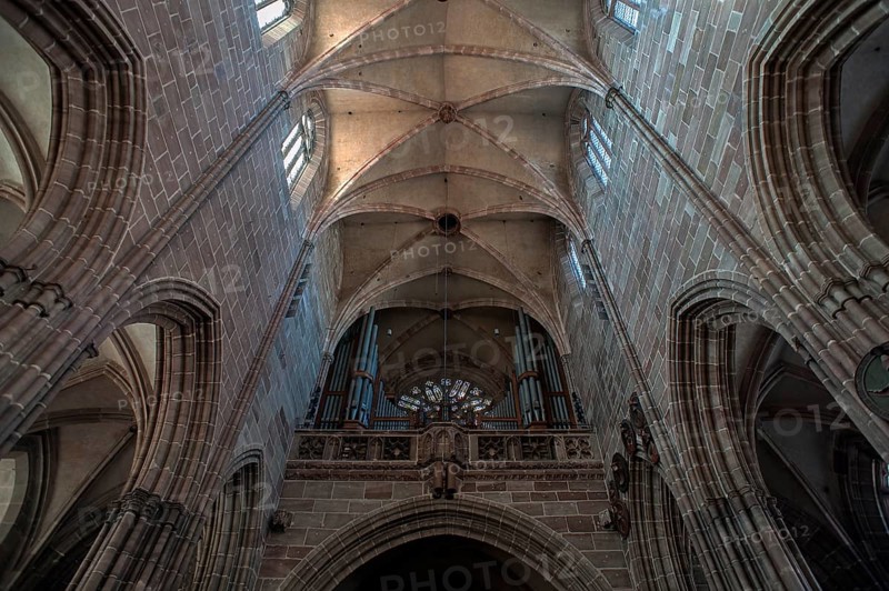 Gothic vault with organ loft and rose window