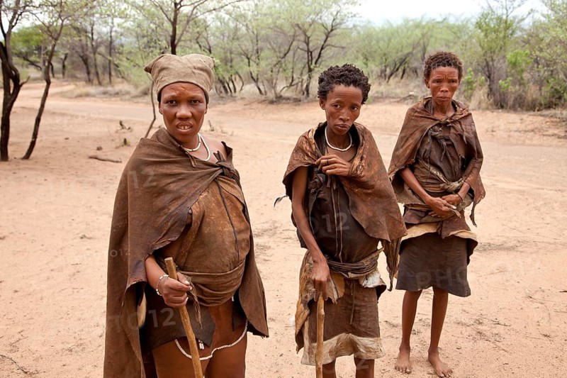 San or Bushmen women in traditional dress