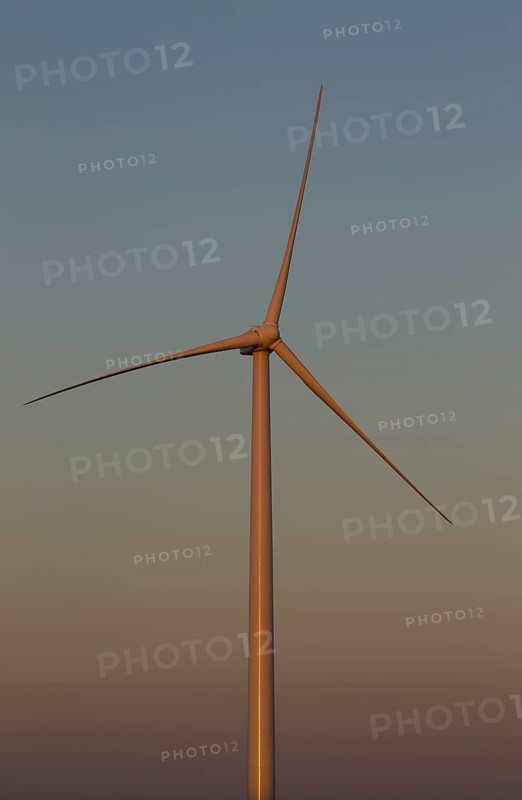 Windmill in the evening light on a wind farm near Sanlucar de Barrameda