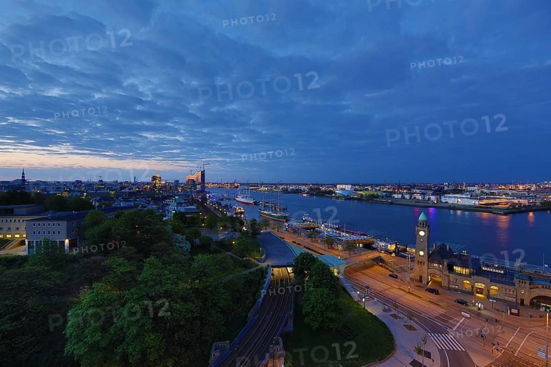 Elbe River with the St Pauli Landing Stages and the Elbe Philharmonic Hall