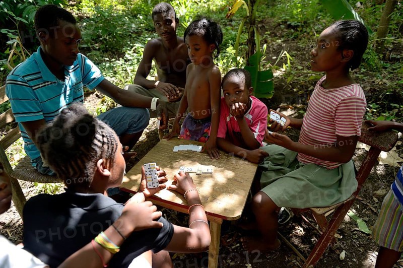 Children playing dominoes