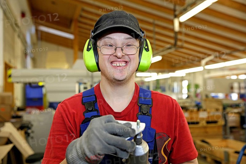 Man with Down syndrome at work