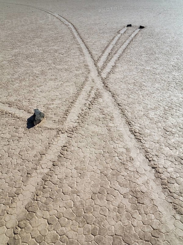 Tracks created by the mysterious moving rocks at the 'Racetrack'
