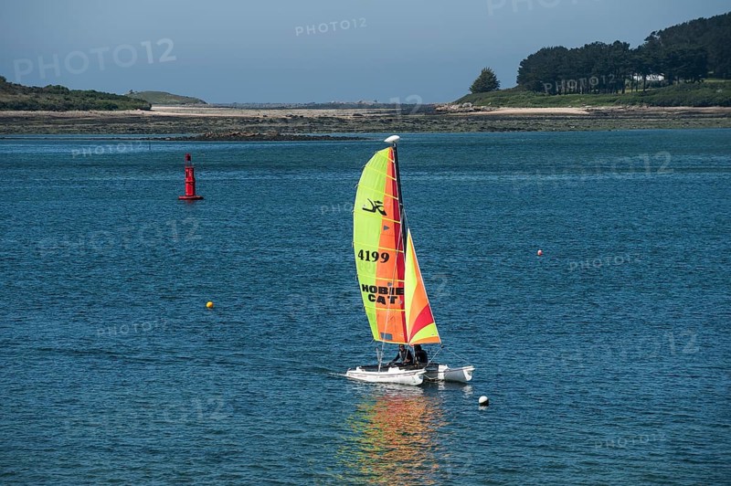 Catamaran in the bay near Landeda