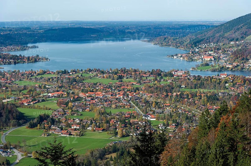 Rottach-Egern and Tegernsee lake with Wallenberg mountain