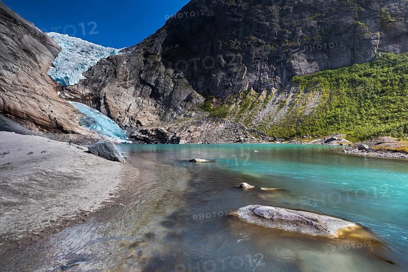 Briksdalsbreen Glacier tongue with a glacial lake