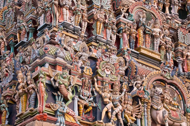 Ornate statues on the southern tower