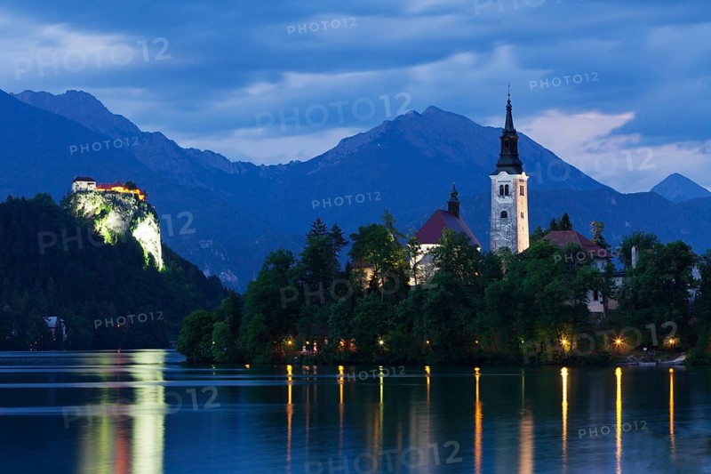 Castle and Bled island with St. Mary's Church