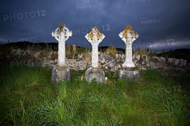 Celtic crosses in a cemetery