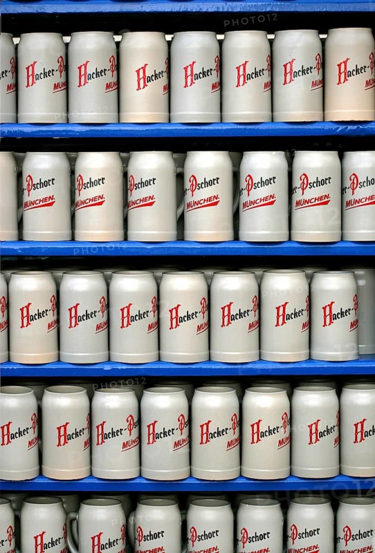 Steins of the Hacker Pschorr brewery