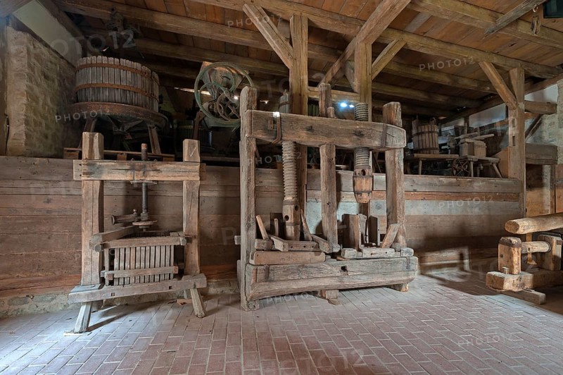 Old wine presses in a winery