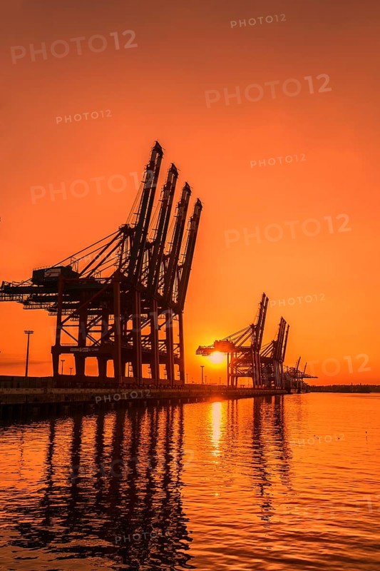 Waltershoferdamm 5 with the cranes of Container Terminal Burchardkai and EUROGATE Container Terminal