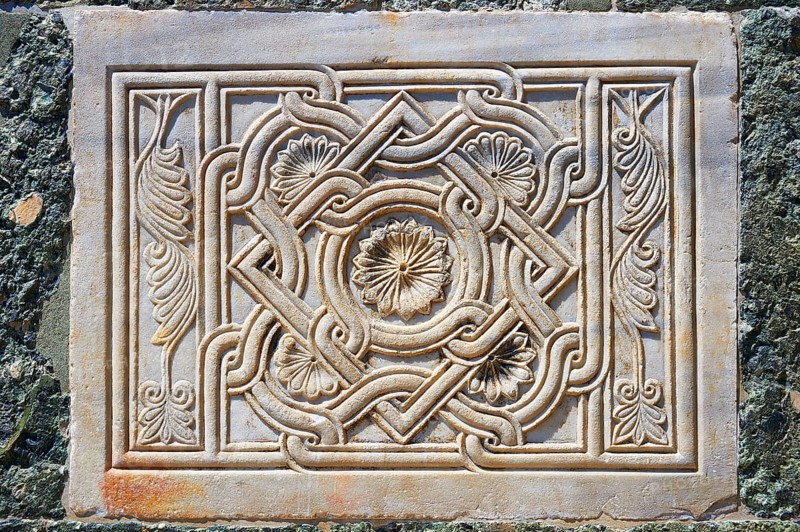 Medieval Oriental Byzantine bas-relief on the facade of St Mark's Basilica
