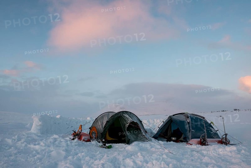 Two tents in winter