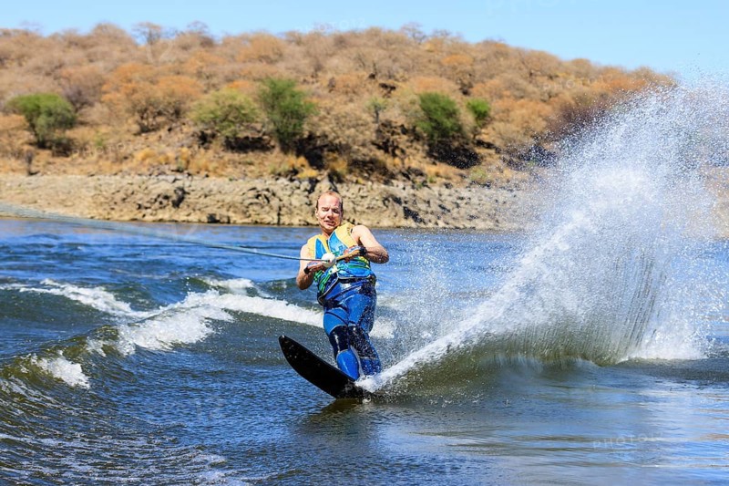 Man water skiing on a monoski