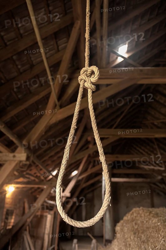 Rope with a noose in a hayloft