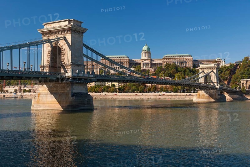 Castle Hill with Hungarian National Gallery and Chain Bridge over the Danube