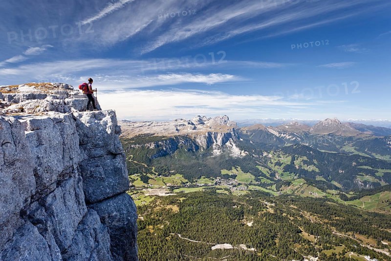 Mountain climber on Kreuzkofelscharte Mountain